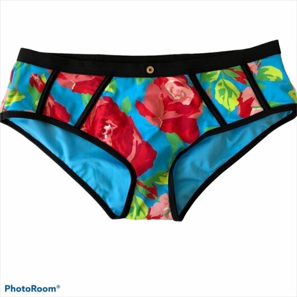 Betsey Johnson Womens Framed Flowers Hipster Swim Bottom Swimwear - Picture 5 of 11